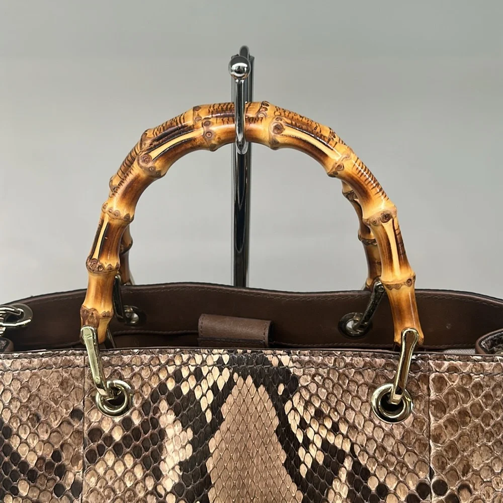 gucci python medium bamboo shopper - Picture 3 of 11